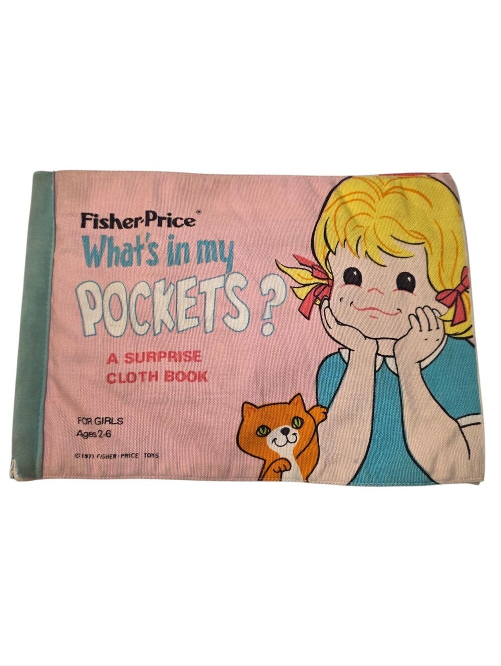 Fisher Price What's In My Pockets Cloth Book 1971 Collectible Vintage Kids Toys